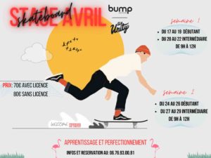 STAGE DE SKATEBOARD VACANCES DE PÂQUES 2023